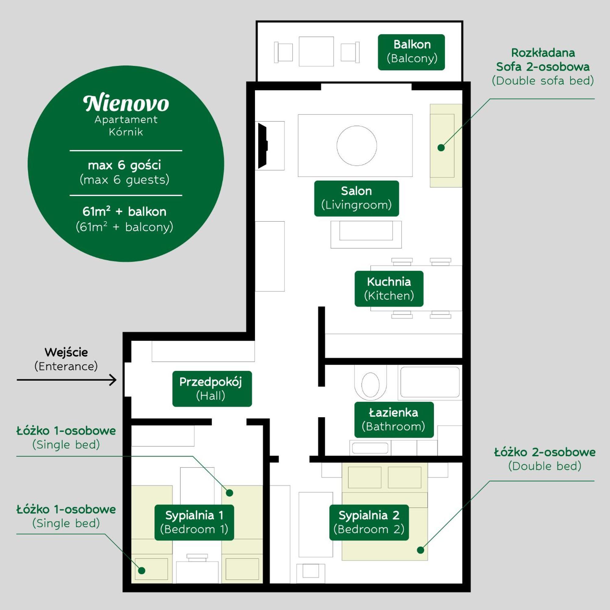 NIENOVO - Apartament Kórnik niedaleko jeziora i widok na Arboretum Exterior foto
